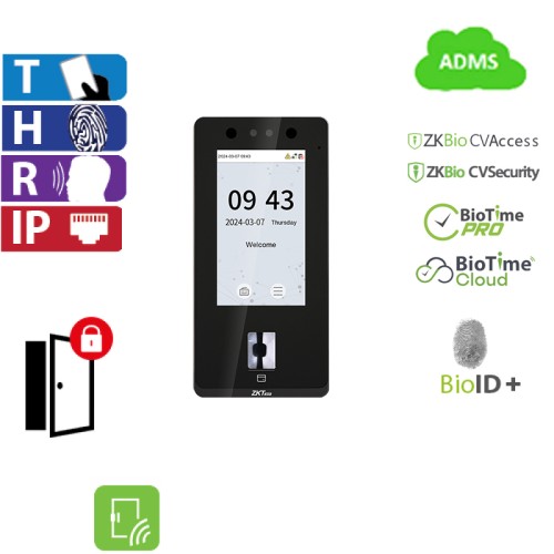                                                                            Terminal de Control de Acceso y Control de Tiempo y Asistencia ZKteco (SenseFace 4A)